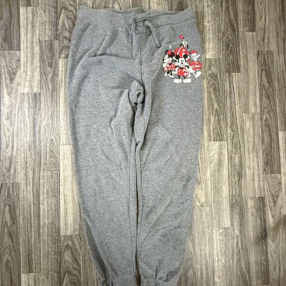 Disney Mickey and Friends Gray Holiday Joggers Pants Women’s M Goofy Minnie - Picture 1 of 6